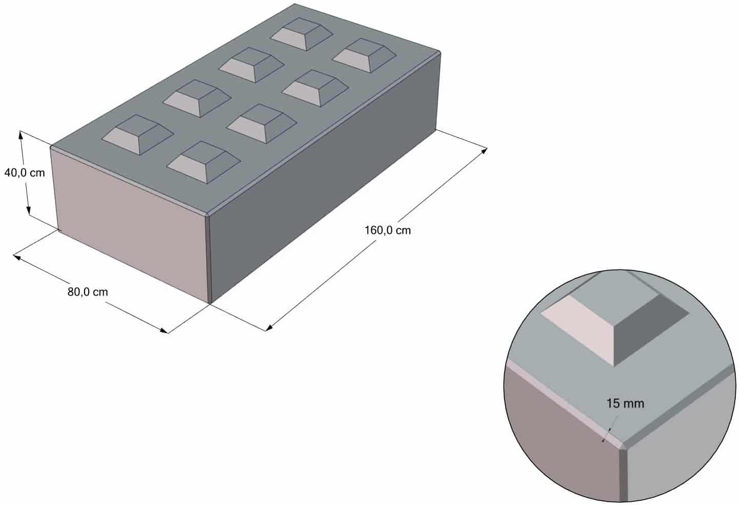 Stapelbetonblok 160x80x40cm